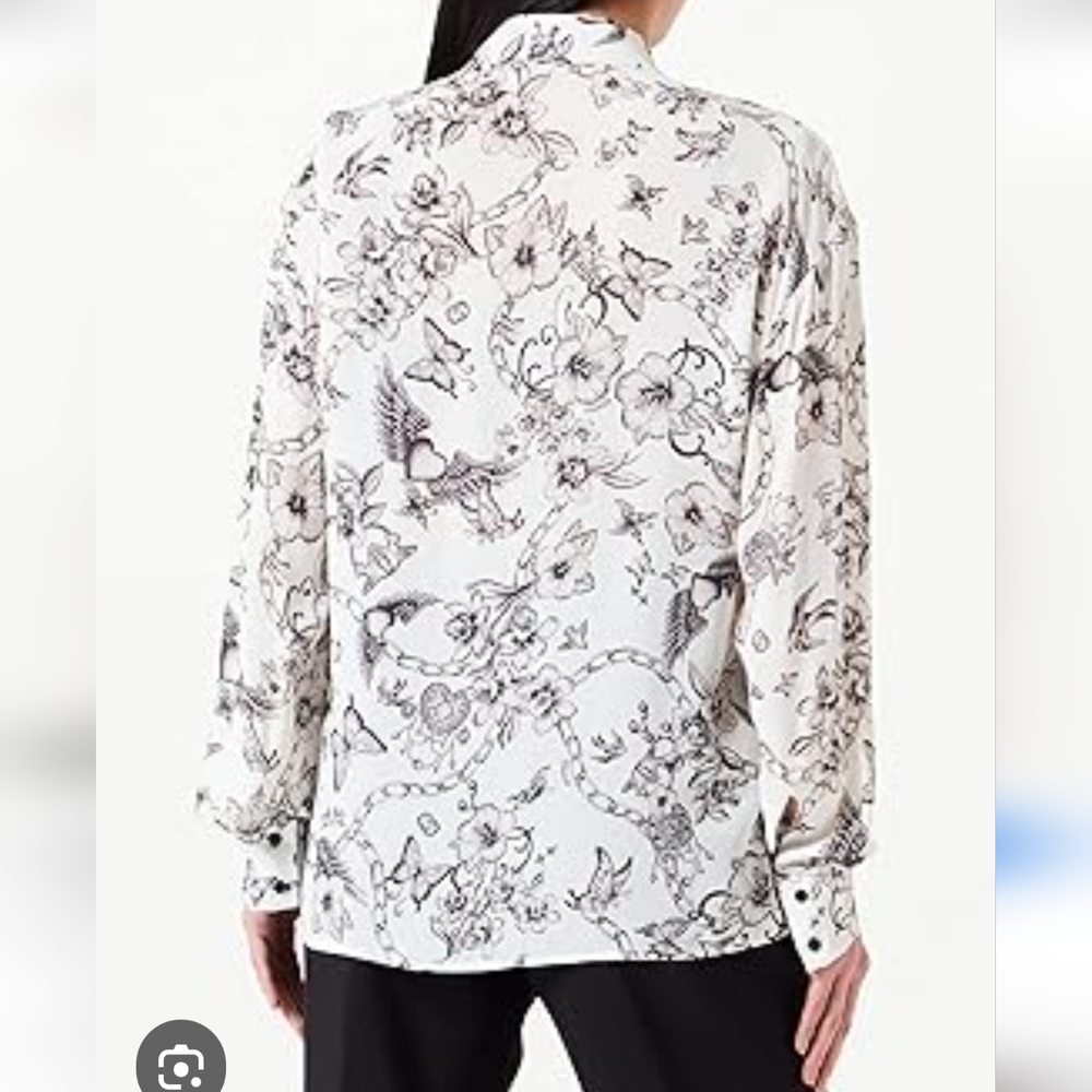 PINKO Corisha Tattoo Print Crepe Blouse - Picture 3 of 13